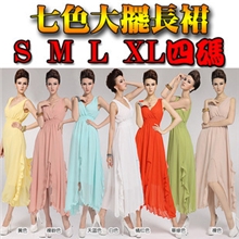 沙滩裙波西米亚雪纺裙长裙大码显瘦款v领连衣裙夏季外模实拍