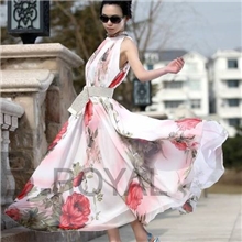 2013夏季新款雪纺连衣裙波西米亚荷叶边大摆连衣长裙外贸原单