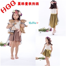 【红果果】童装新款日韩儿童大摆鱼尾裙边无袖连衣裙童裙公主裙