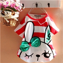 【红果果】夏款童装女童可爱小白兔图案短袖T桖