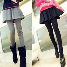 女装新款秋冬百褶裙裤假两件裤式裙式打底裤大码韩版加绒裤裙