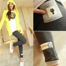新款秋装韩国小猫图案打底裤女韩版潮九分裤厚薄义乌打底裤批发
