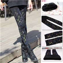 008韩国新款时尚个性泼墨喷漆双层加厚保暖裤内层竹炭打底裤批发