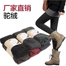 批发日系原单秋冬加厚驼绒点点小爱心显瘦女踩脚裤打底裤袜子