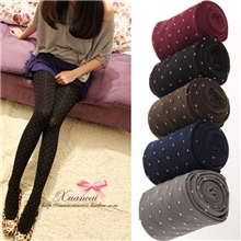 韩版春秋百搭显瘦天鹅绒打底裤女点点提花暗纹格子连裤袜打底袜