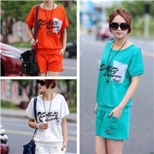 2013韩版女式t恤短袖休闲套装女夏季运动套装女夏季大码女装批发