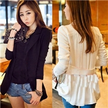 8294韩版2013春秋外套修身小西装雪纺拼接西服外套女