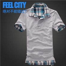 诚招代理2013夏季新款男生韩版修身假两件POLO衫男士短袖T恤