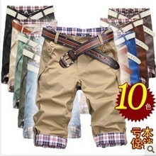 供应批发男士修身休闲七分裤翻边休闲中裤休闲裤夏季中裤