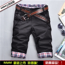 供应批发休闲中裤格子翻边五分裤尚设计休闲七分裤男裤