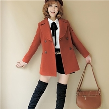 2013秋冬新款韩版大衣甜美学院风双排扣仿羊绒毛呢外套