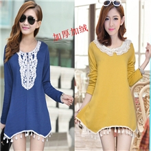 爆款2013秋冬新款韩版打底裙甜美可爱加绒加厚休闲连衣裙长袖