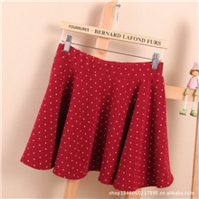 2013春夏显瘦高腰半身裙打底裙百褶复古波点大摆短裙