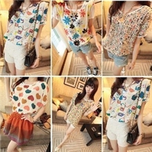 370复古多种花色多种图案百搭短袖T恤批发女士2013新款上衣批发