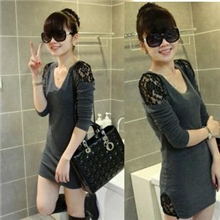 906超显瘦性感蕾丝肩中长款百搭打底衫长袖T恤货源批发代理