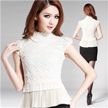 2013新款女装批发欧美修身蕾丝衫雪纺衫短袖公主衬衫送项链