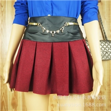 工厂直供秋冬新款女装百褶半身短裙高腰百褶半身裙毛呢料短裙