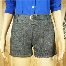 工厂直供批发秋冬新款女装休闲短裤毛呢复古韩版厚款休闲短裤
