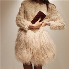 2013秋冬女装韩版羊毛中长款皮草外套仿羊卷毛下摆滩羊毛