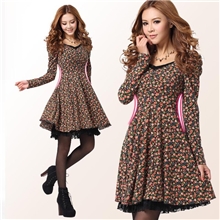 2013秋装新款长袖秋冬款连衣裙宽松气质碎花连衣裙