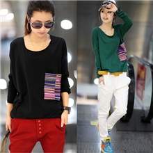 2013秋季新款韩版长袖宽松潮人T恤（5色入）