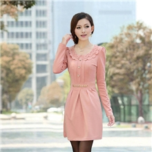 大码连衣裙韩版显瘦女装打底秋款长袖连衣裙ol通勤春秋裙