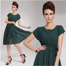 新款裙优雅大摆中长裙雪纺连衣裙女