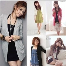 【厂家直供】纯棉长袖开衫中长款针织开衫外套空调衫防晒衫防晒