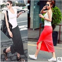 2013新款厂家直供莫代尔开叉半身裙腰裙中长裙