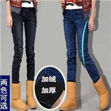 2013冬装韩版大码加绒牛仔裤显瘦牛仔小脚裤加厚牛仔裤女优质版