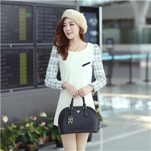 秋冬新款韩国代购秋装韩版女装显瘦大码长袖毛呢连衣裙