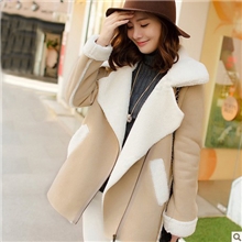 棉衣女款2013新款中长款羊羔毛休闲时尚女装韩版棉服女冬装外套