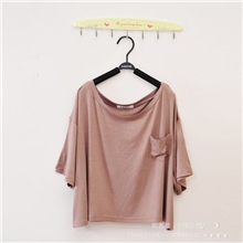 清仓特批欧美风亚历山大莫代尔口袋款罩衫短款宽松t恤大码