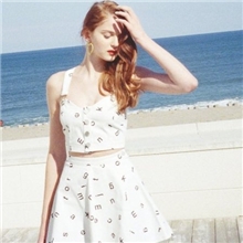 ViVi7月lena同款titty&co字母背心吊带上衣+半身裙两件套装女