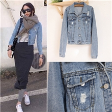 【厂家直销】『靓』|支持混批|曼妮花牛仔女式外套全棉牛仔衣