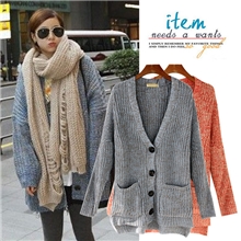 『靓』女装|时尚韩版李孝利毛衣外套长袖毛衣开衫披肩批发Y504