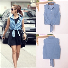 2013春夏爆款修身韩版休闲短外套牛仔马夹韩版机车翻领B0084