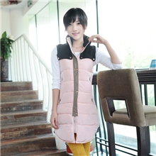 简曼女装外套羽绒服马甲秋冬新款韩版中长款立领时尚修身拼接