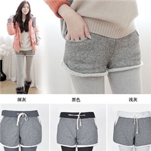 秋冬新款韩版加厚加绒三分短裤式假两件打底裤连短裤裙九分裤