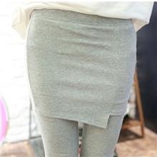 新款韩版百搭打底裤不规则开叉九分裙裤假两件裙裤