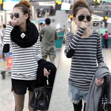 秋冬爆款新韩版女装条纹宽松百搭潮长袖t恤打底衫