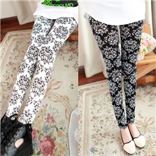 1302013秋冬新款复古中国风国画韵味青花瓷九分印花打底裤批发