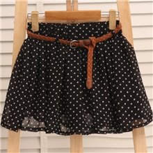 2013夏季新款短裙韩版时尚小圆点雪纺裙百褶半身裙送腰带
