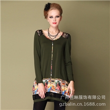 欧美大码女装批发代理胖mm秋冬装新款连衣裙胖妹妹名族风打底裙