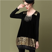 欧美大码女装打底裙冬季连衣裙长袖大码胖人服饰外贸大码女装