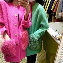 韩国东大门服装欧洲站亮色羊毛毛呢料外套呢子大衣女一件代发