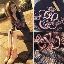 2013秋装新款韩版女装秋季女士休闲百搭皇冠中长款长袖t恤打底衫