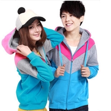 2013秋装新款韩版女装秋季女士休闲男女上衣撞色情侣卫衣带帽外套