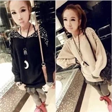 2013秋装新款韩版女装秋季女士潮大领口钉珠蝙蝠袖针织衫打底衫