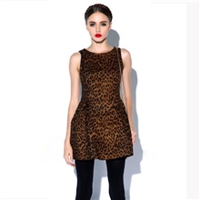 2013秋冬明星款豹纹鹿皮绒料无袖背心裙连衣裙性感豹纹小礼服